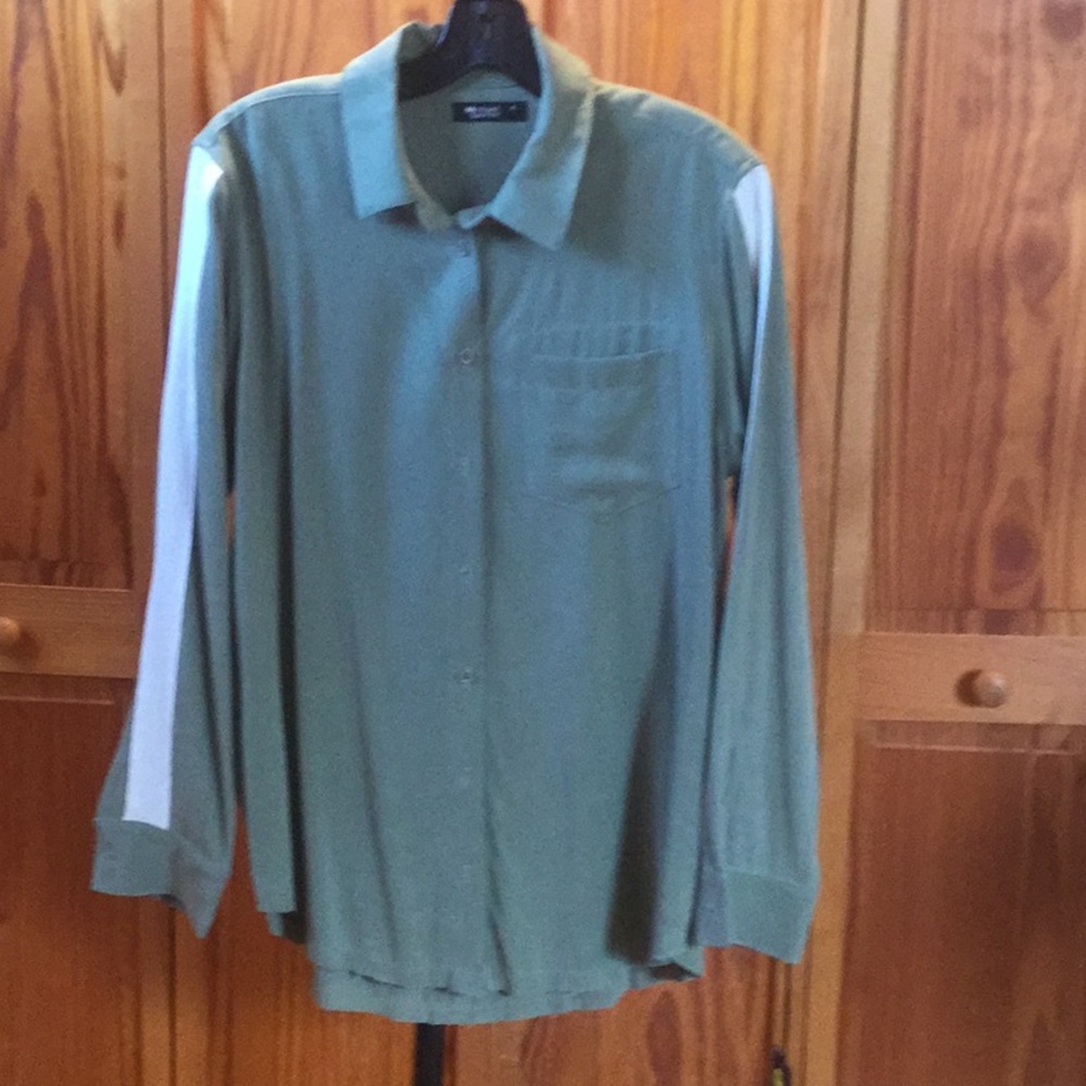 Army green button down from Michael Lauren